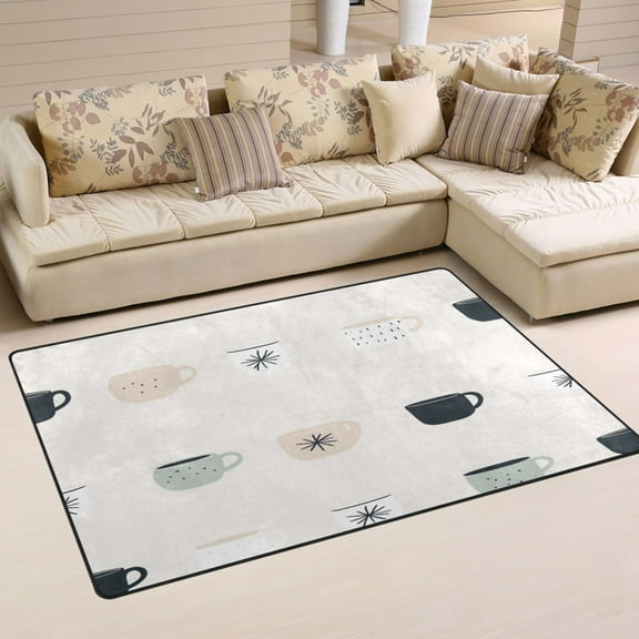 Teacup Pattern Soft Polyester Area Rug 31''x20'', Non Slip, Memory Foam, Water Absorbent