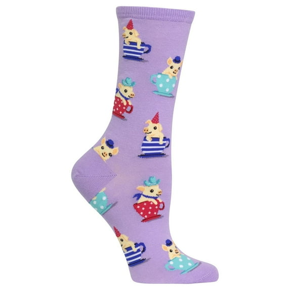 Teacup Pig Lavender Ladies Crew Socks