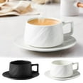 thumbnail image 1 of Teacup Set Ceramic Mugs - Floral Pattern Coffee Cups with Saucers, Comfort Handle Design, Home Breakfast or Office Drinkware, 1 of 8