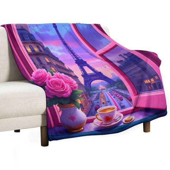 Teacup with Floral Design Throws Blankets for Sofa Bed Winter Plush Warm Blanket Holiday Gifts