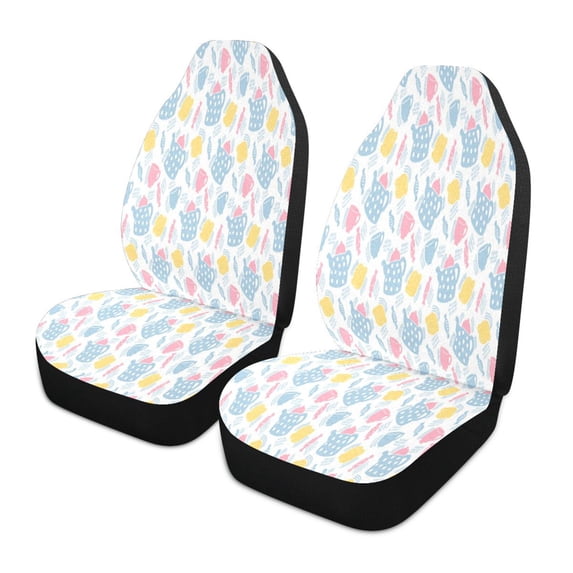 Teacups teapots lemons sweetsCar Seat Covers Set of for 2 Front Seats,Auto Accessories Protectors Decor Universal