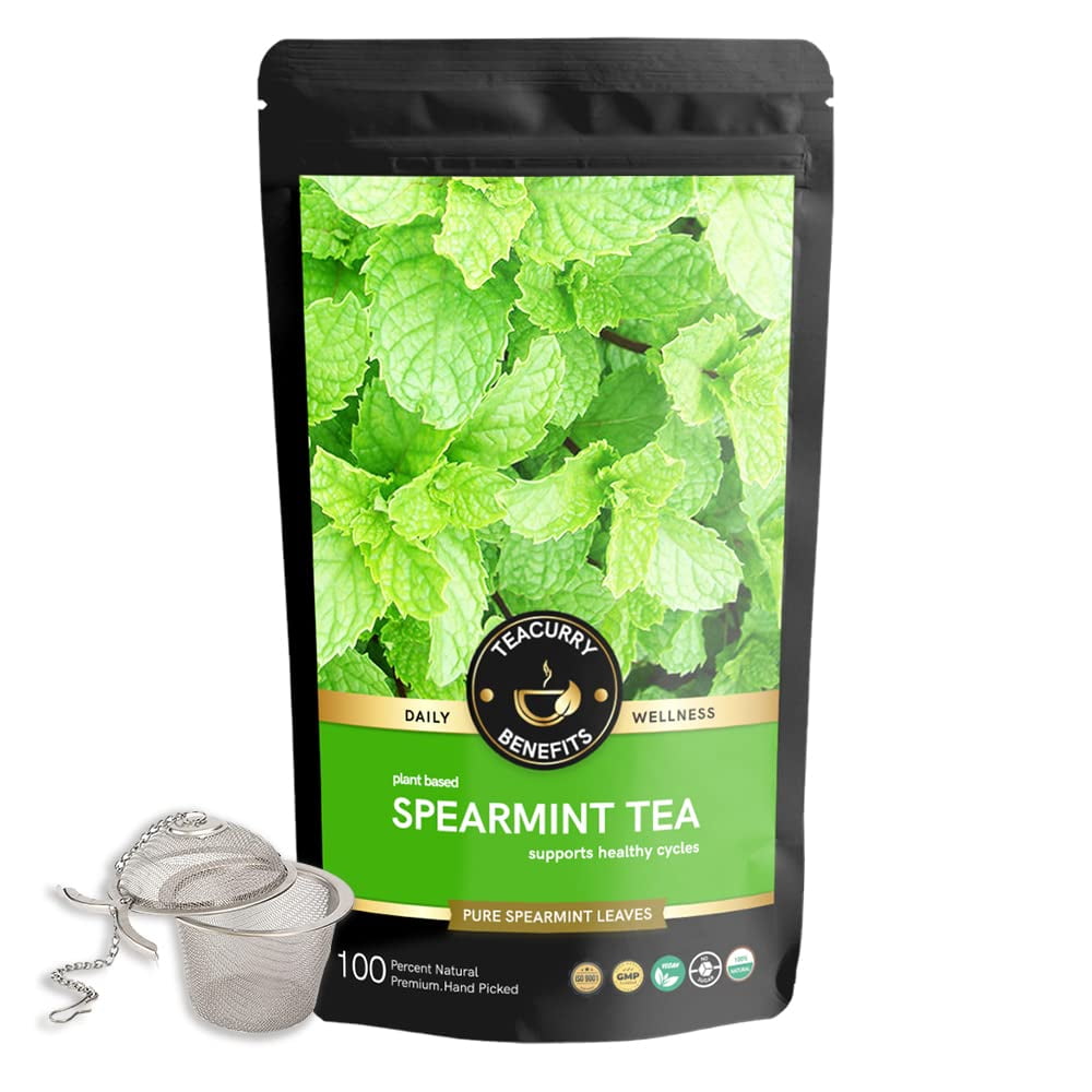 Teacurry Spearmint Leaf Tea (100 Gms Loose Tea + Infuser) Helps With Hormonal Imbalance