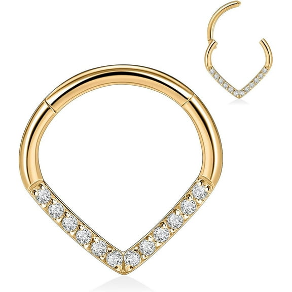 Teadrdrop Nose Hoop Ring 16G Septum Ring Septum Jewelry Opal CZ Daith Earring Surgical Steel Hinged Segment Seamless Clicker Ring Tragus Rook Helix Cartilage Conch Hoop Piercing Jewelry 8mm 10mm