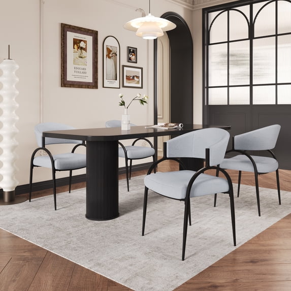 Teagan Modern Upholstered Dining Chairs with Metal Legs, Grey, Set of 4 ...