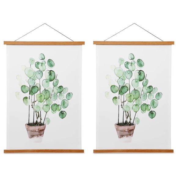 Teak 9 Inch (Pack of 2) Picture Hanger Frame for Wall Art Canvas Map Decor