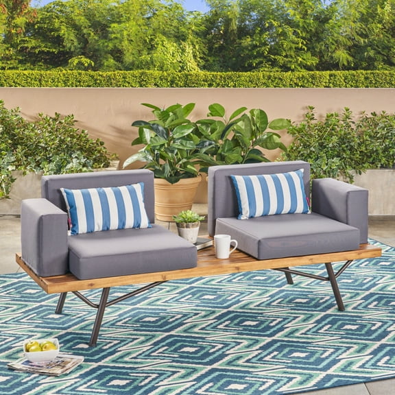 Teak Acacia Wood Rectangular Coffee Table Rustic Black Iron X Legs No Assembly Required Indoor Outdoor Accent Side Table for Patio Backyard Balcony Living Room Sunroom