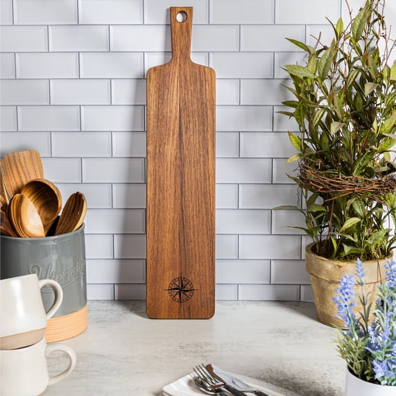 Teak Appetizer Serving Board - Compass - 5" W x 22-1/2" L x 1/2" Thick