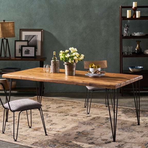 Teak-Colored, 36" Wide - Live Edge Feature, Durable & Long-Lasting - Indoor & Outdoor Environments / Enjoy Family Meals in Style