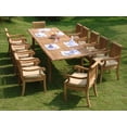 thumbnail image 1 of Teak Dining Set:12 Seater 13 Pc - 117" Double Extension Rectangle Table 12 Giva Arm / Captain Chairs Outdoor Patio Grade-A Teak Wood WholesaleTeak #WMDSGV11, 1 of 4