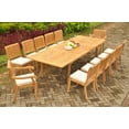 thumbnail image 1 of Teak Dining Set: 12 Seater 13 Pc: 117" Double Extensions Rectangle Dining Table, 10 Armless & 2 Arbor Stacking Arm/Captain Chairs Outdoor Patio Grade-A Teak Wood WholesaleTeak #WMDSAB40, 1 of 5