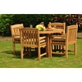 thumbnail image 1 of Teak Dining Set: 4 Seater 5 Pc: 48" Round Butterfly Folding Table And 4 Devon Captain/Arm Chairs Outdoor Patio Grade-A Teak Wood WholesaleTeak #WMDSDVf, 1 of 7