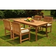 thumbnail image 1 of Teak Dining Set: 4 Seater 5 Pc: 71" Rectangle Dining Table And 4 Devon Arm/Captain Chairs Outdoor Patio Grade-A Teak Wood WholesaleTeak #WMDSDVo, 1 of 6