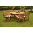 thumbnail image 1 of Teak Dining Set: 6 Seater 7 Pc: 94" Double Extension Dining Rectangle Table And 6 Devon Arm/Captain Chairs Outdoor Patio Grade-A Teak Wood WholesaleTeak #WMDSDVq, 1 of 6