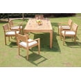 thumbnail image 1 of Teak Dining Set: 6 Seater 7 Pc: Large Caranasas 122" Double Extensions Premium Rectangle Dining Table & 6 Montana Stacking Arm/Captain Chairs Outdoor Patio Grade-A Teak Wood WholesaleTeak #WMDSMT12, 1 of 7