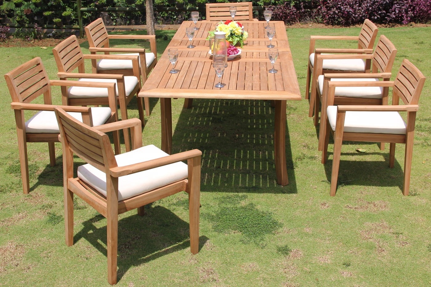 Teak Dining Set: 8 Seater 7 Pc: 94" Rectangle Table & 8 Montana ...