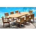 thumbnail image 1 of Teak Dining Set:8 Seater 9 Pc - 117" Double Extension Oval Table 8 Giva Arm / Captain Chairs Outdoor Patio Grade-A Teak Wood WholesaleTeak #WMDSGVd, 1 of 4