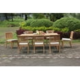 thumbnail image 1 of Teak Dining Set: 8 Seater 9 Pc: 117" Double Extensions Rectangle Dining Table & 8 Arbor Stacking Armless Chairs Outdoor Patio Grade-A Teak Wood WholesaleTeak #WMDSAB29, 1 of 4
