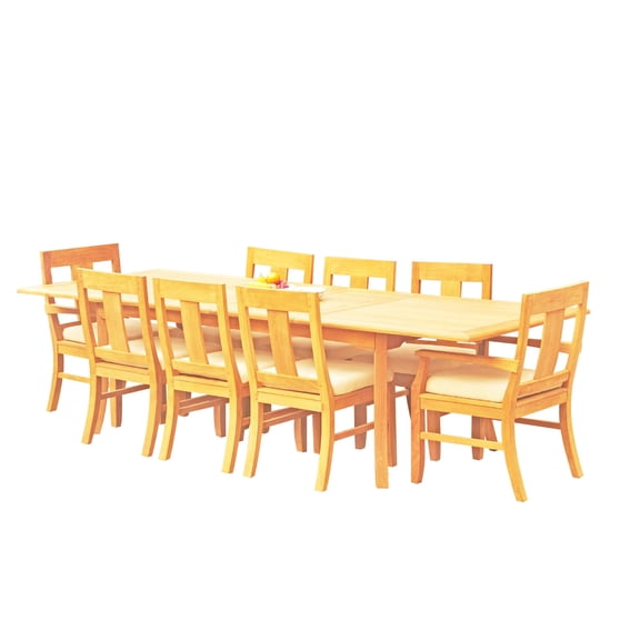Teak Dining Set:8 Seater 9 Pc -118" Rectangle Table, 6 Armless and 2 Osborne Arm/ Captain Chairs Outdoor Patio Grade-A Teak Wood WholesaleTeak #WMDSOSd