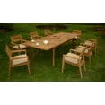 thumbnail image 1 of Teak Dining Set:8 Seater 9 Pc -118" Rectangle Table And 8 Stacking Vellore Arm Chairs Outdoor Patio Grade-A Teak Wood WholesaleTeak #WMDSVLc, 1 of 4