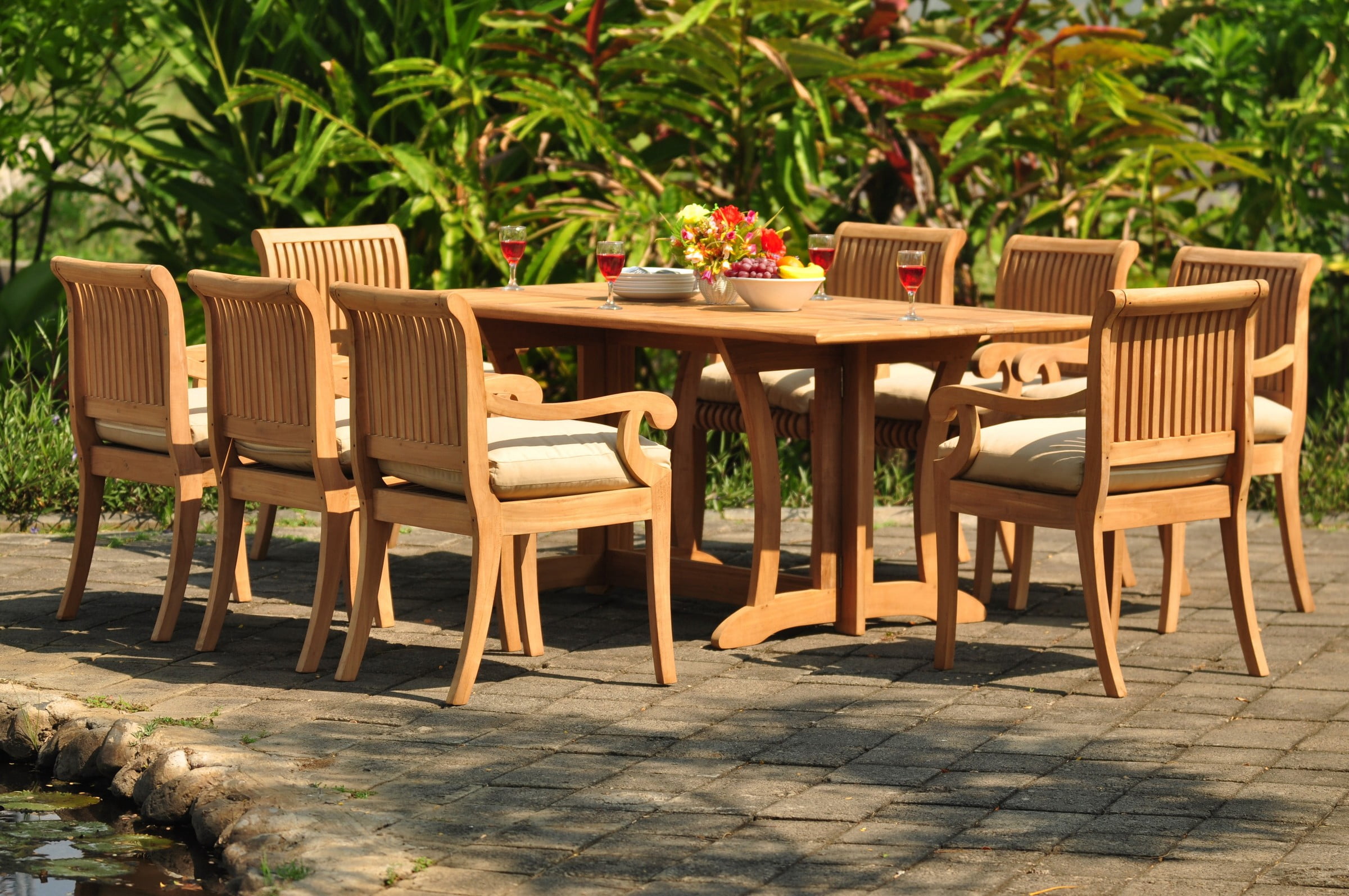 Teak Dining Set: 8 Seater 9 Pc: 69" Warwick Dining Rectangle Table And ...