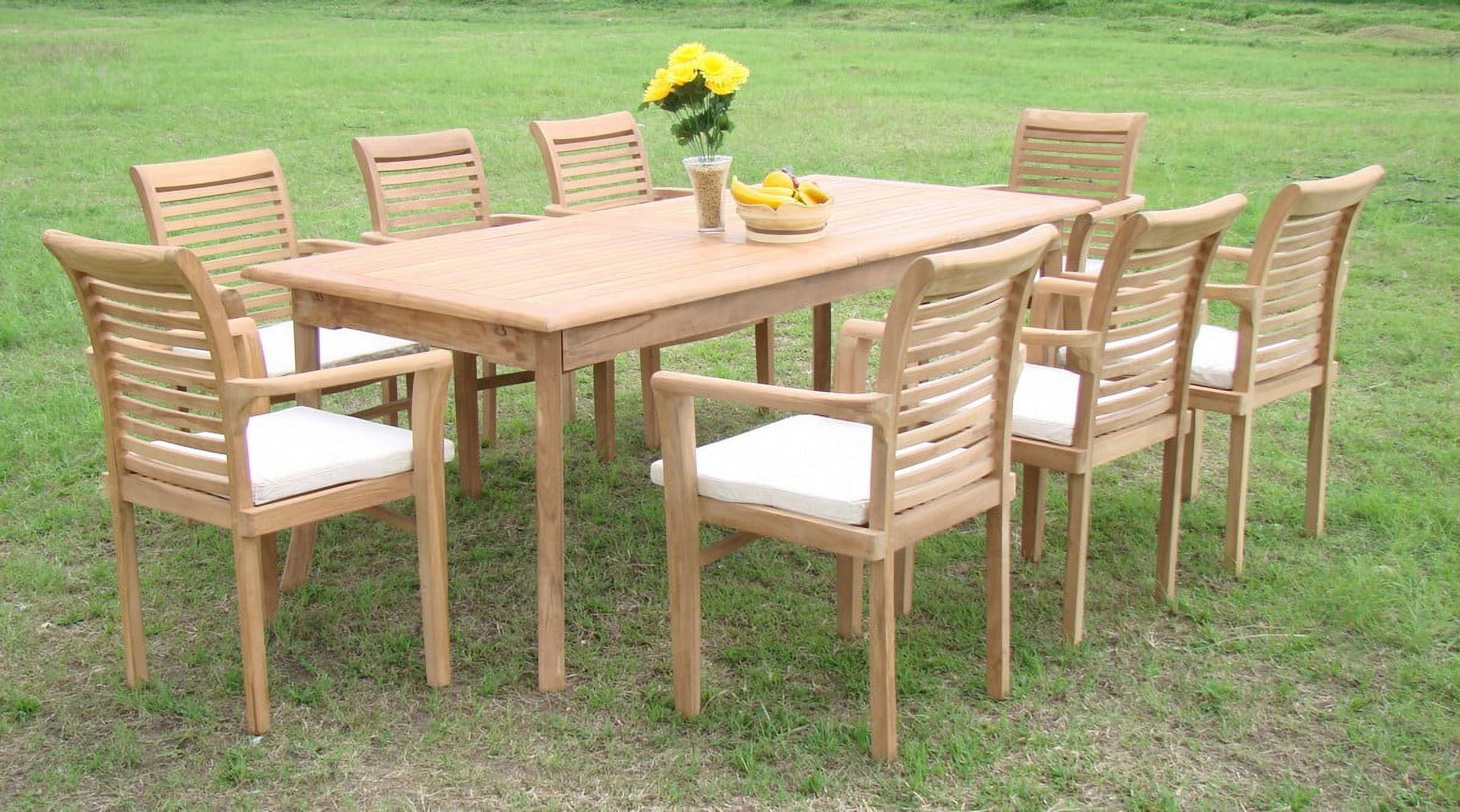 Teak Dining Set:8 Seater 9 Pc - 83" Rectangle Table And 8 Mas Stacking ...