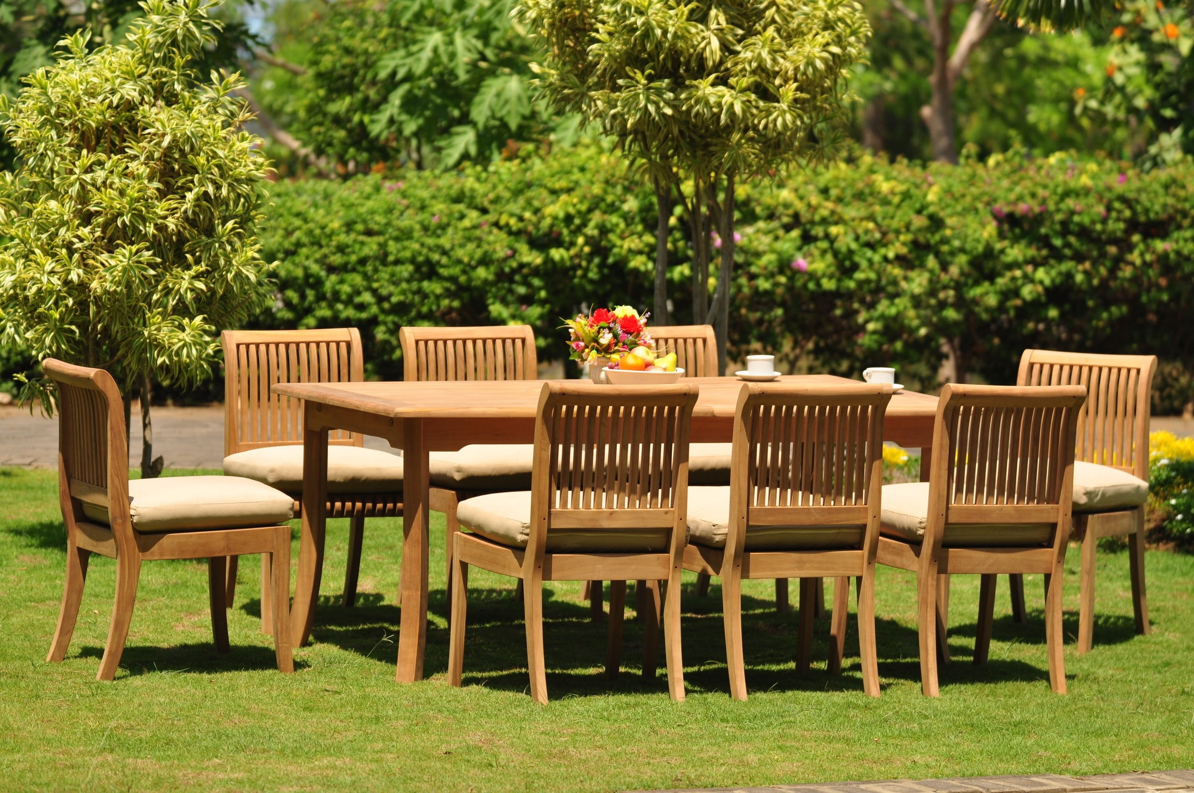 Teak Dining Set: 8 Seater 9 Pc: 94" Double Extension Rectangle Table ...
