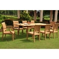 thumbnail image 1 of Teak Dining Set:8 Seater 9 Pc - 94" Double Extension Rectangle Table & 8 Lagos Chairs (6 Armless & 2 Arm / Captain) Outdoor Patio Grade-A Teak Wood WholesaleTeak #WMDSLG9, 1 of 4