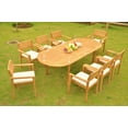 thumbnail image 1 of Teak Dining Set:8 Seater 9 Pc - 94" Oval Table and 8 Montana Stacking Arm Chairs Outdoor Patio Grade-A Teak Wood WholesaleTeak #WMDSMTc, 1 of 4