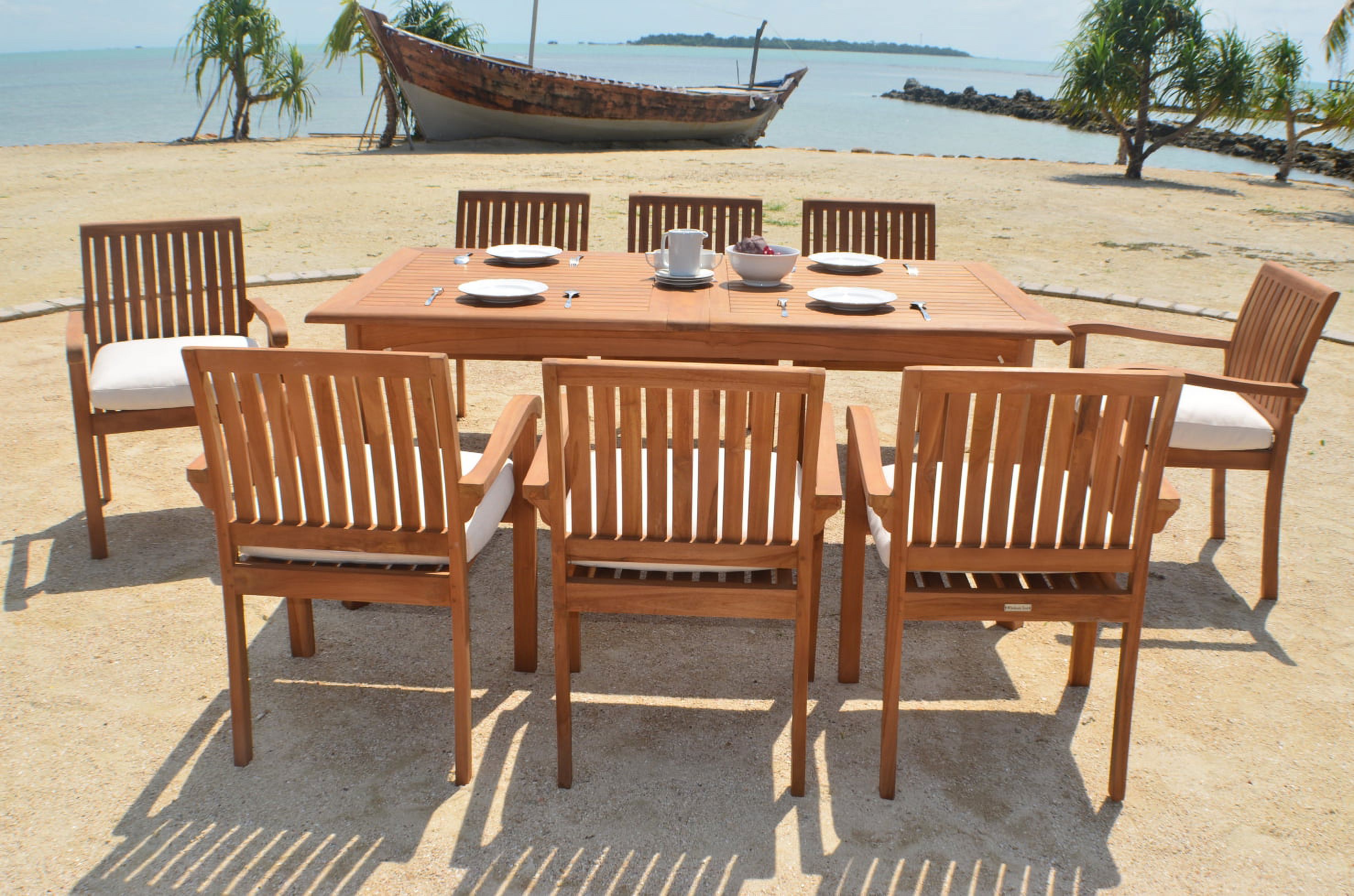 Teak Dining Set:8 Seater 9 Pc -94" Rectangle Table And 8 Stacking Napa ...