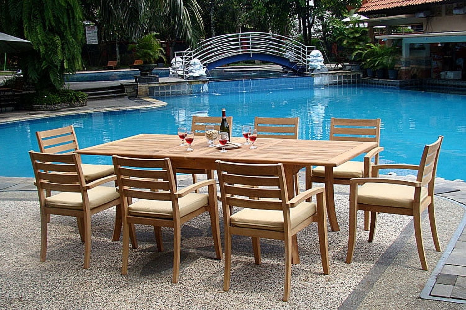 Teak Dining Set:8 Seater 9 Pc - 94" Rectangle Table And 8 Travota ...