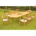 thumbnail image 1 of Teak Dining Set:8 Seater 9 Pc - Large 117" Oval Table and 8 Montana Stacking Arm Chairs Outdoor Patio Grade-A Teak Wood WholesaleTeak #WMDSMTd, 1 of 4