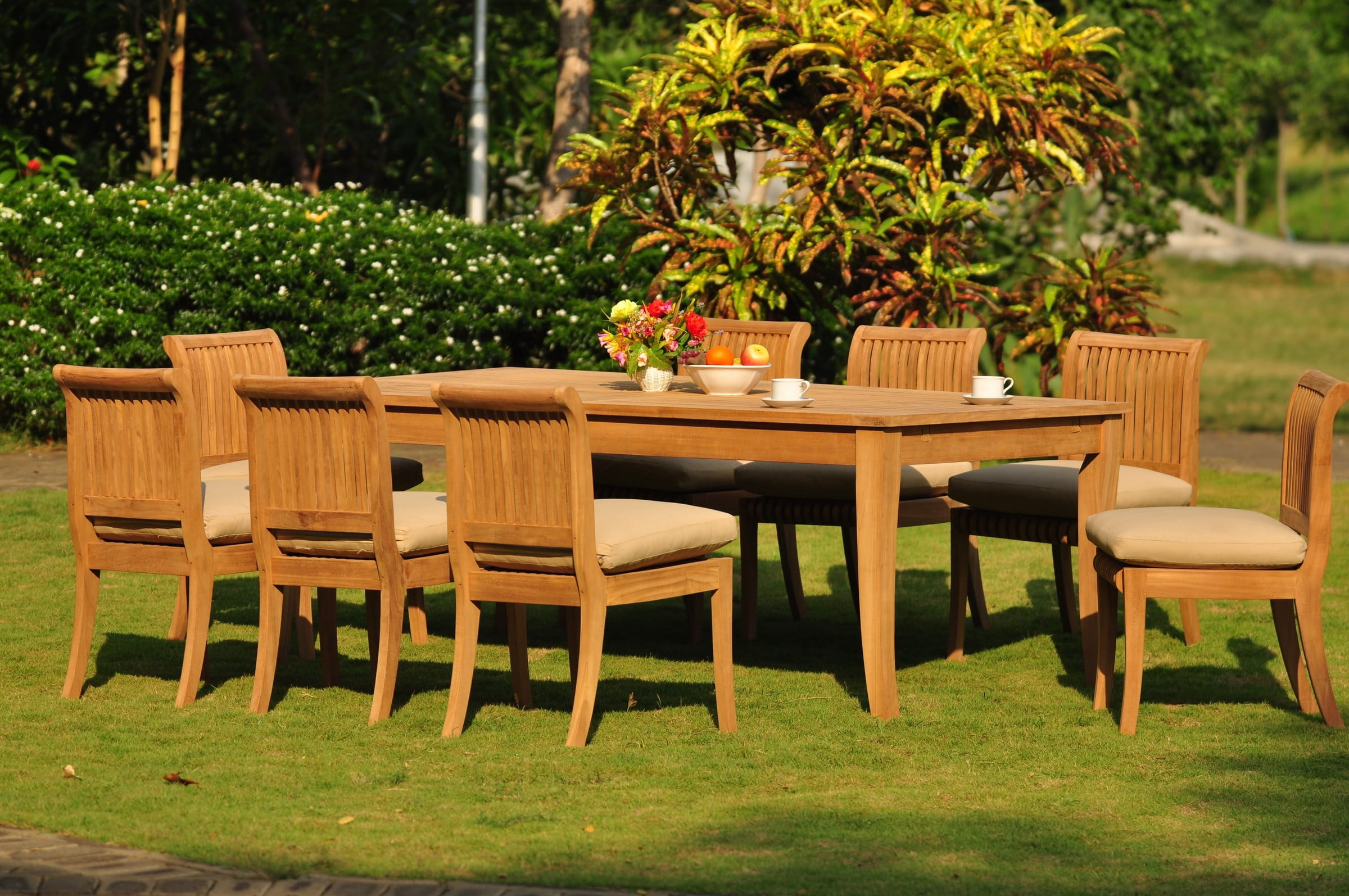 Teak Dining Set: 8 Seater 9 Pc: Large Atnas 118" Dining Rectangle Table ...
