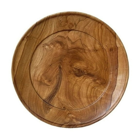 Teak Dinner Plate Tray Japanese Round Tea Plate Solid Wood Dim Sum Shallow Plate Log Manual Tray Dried Fruit Candy Tray