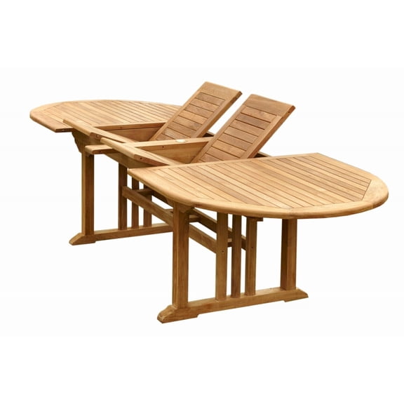 Teak Extendable Outdoor Table - Oval Patio Dining Table - Seats 10-12