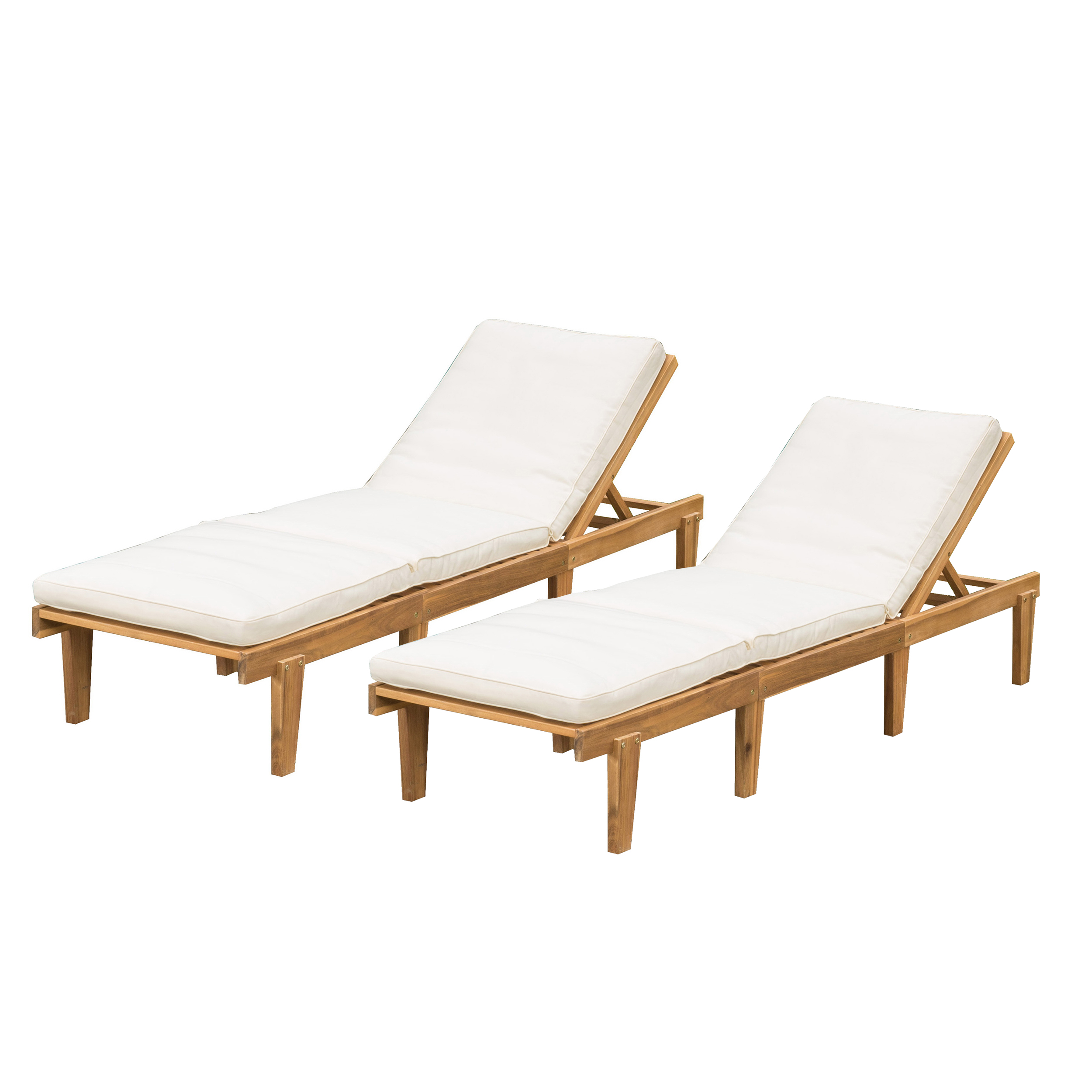 Teak Finish Acacia Wood Chaise Lounge With Cushion - image 1 of 8
