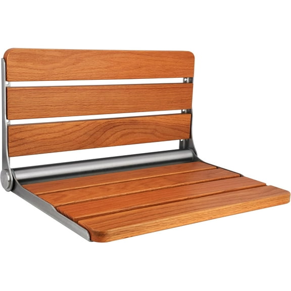 Teak Folding Shower Seat Wall Mounted, Foldable Shower Bench, 400lbs Max Load, 16"