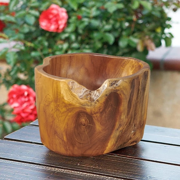 Teak Fruit Bowl Reclaimed Teak 8.3'' Tall Solid Teak Root Bowl Home Decor