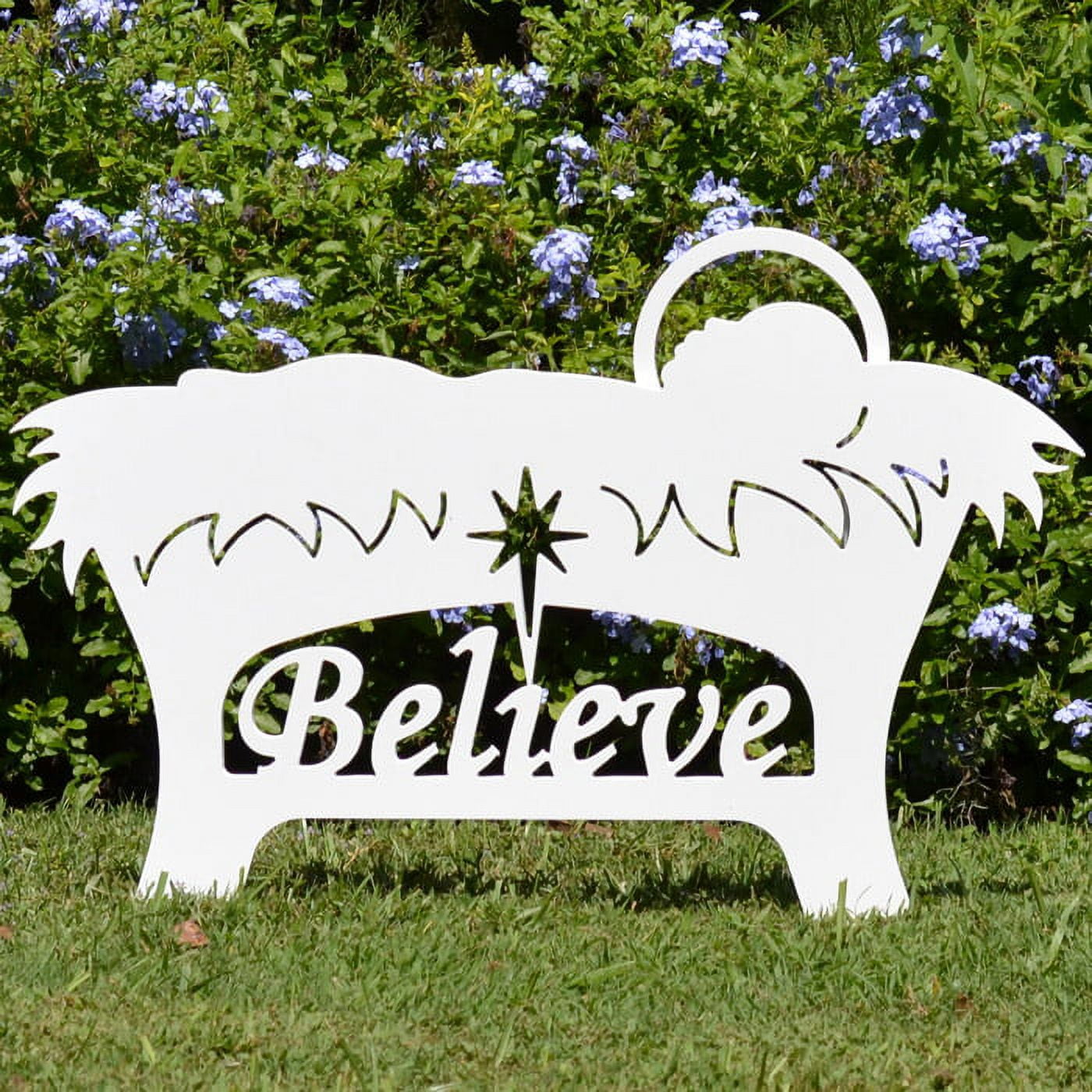 Teak Isle Outdoor Nativity Set Weatherproof Believe Manger Silhouette