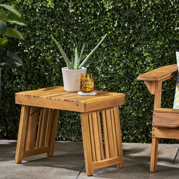 Teak Main Color - Foldable Legs - Porch Use - Sophisticated Side Table