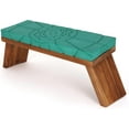 thumbnail image 1 of Teak Meditation Bench - Meditation Seat - Meditation Stool - Kneeling Meditation Chair - Portable Folding Meditation Bench - Seiza Yoga Meditation Bench - Prayer Bench (Teal Green/Teak), 1 of 2
