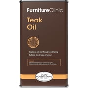 Furniture Clinic Teak Oil | 10x More Teak Oil | 170fl oz / 5 Liter | Wood Oil Protects & Cleans Outdoor & Indoor Furniture, Boats | Restore & Protect Wood, Prevent Drying | Natural Matte Finish