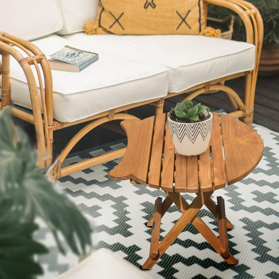 Teak Outdoor Patio Folding Fish Table, Made from Solid A-Grade Teak Wood