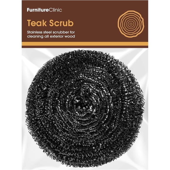 Furniture Clinic Teak Scrub | Refinish Outdoor Wood Furniture, Boats, & Shower Benches | Cleaning & Brightening | 100% Stainless Steel | Remove Dirt, Stains from Weathered Wood