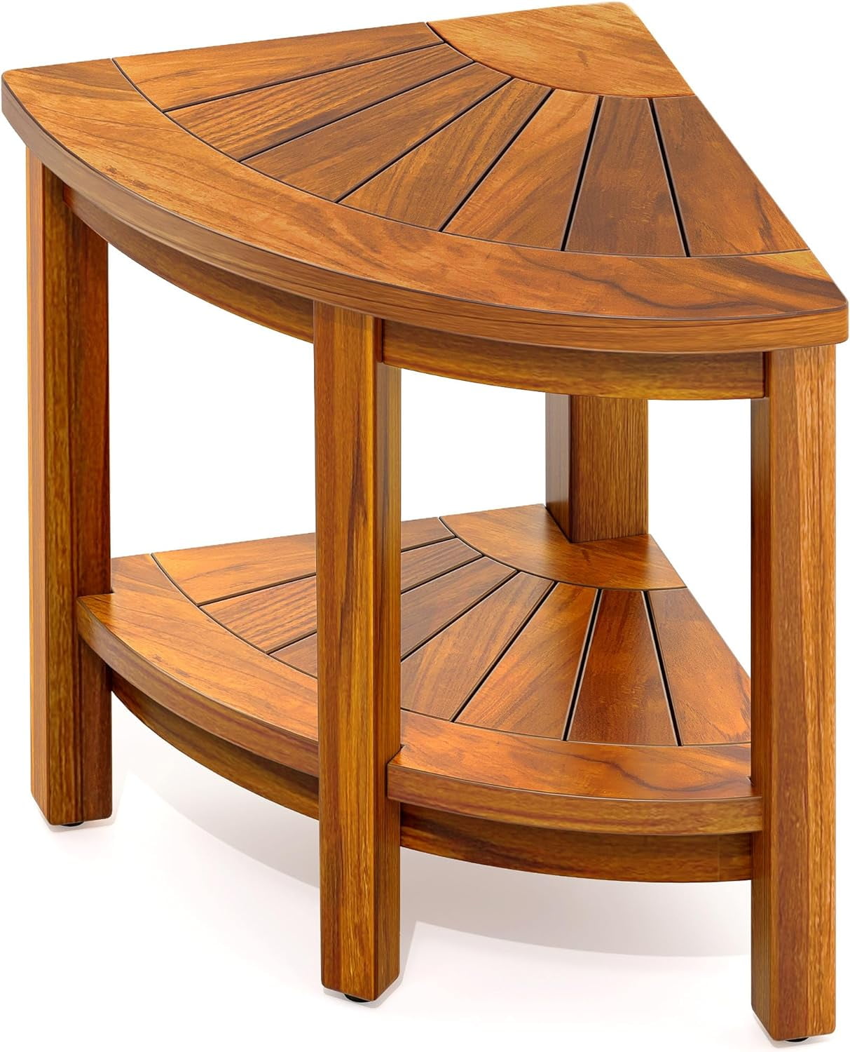 Teak Shower Bench with Storage Shelf, 18" Wooden Shower Stool for ...