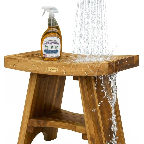 Teak Shower Bench lb Capacity Wood Bath Seat with Shelf Seating for Adults Compact Fit for Small Bathrooms &; Walk-in Showers Slip- Feet