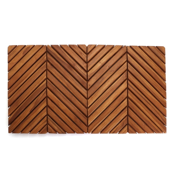 Teak Shower Mat Chevron