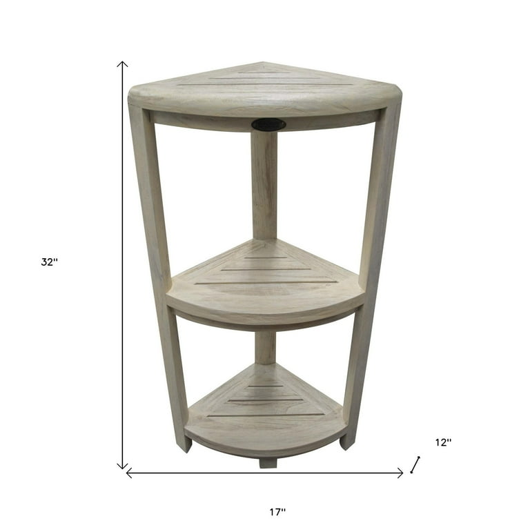 Oasis 12 in. 3-Tier Teak Corner Shower Shelf Oasis 12 in. 3-Tier Teak Corner Shower Shelf