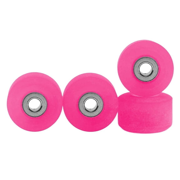 Teak Tuning Apex Street Fingerboard Wheels Ultraspin 61D Pink Glow with Bearings for Mini Skateboard Setup