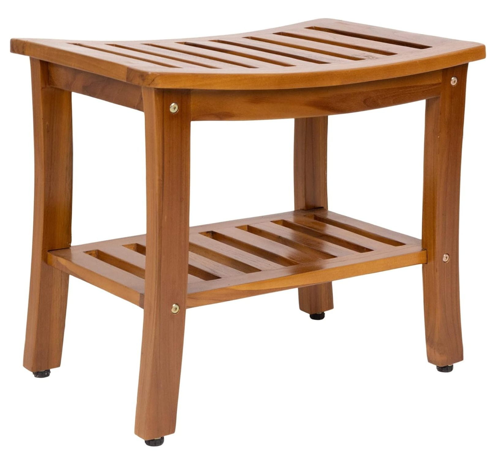 Teak Waterproof Bench - Indoor Outdoor Wood Bench with Shelf, Shower ...