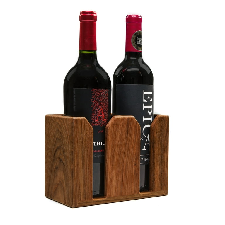 Teak Wine Bottle Storage Holder Two Bottle Holder